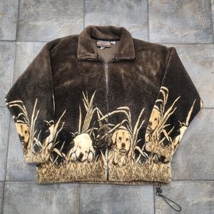 Vintage 90s Cobblestone Canyon Men's Medium Labrador Retriever Dog Fleece Jacket